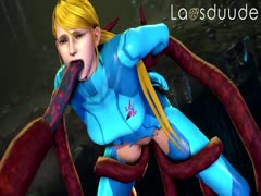 Anime babe deepthroating tentacles while getting fucked